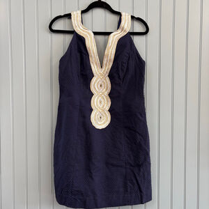 navy and gold lilly dress Lilly Pulitzer | Dresses | Lilly Pulitzer Medium Navy Gold Metallic Party Dress V Neck Maxi